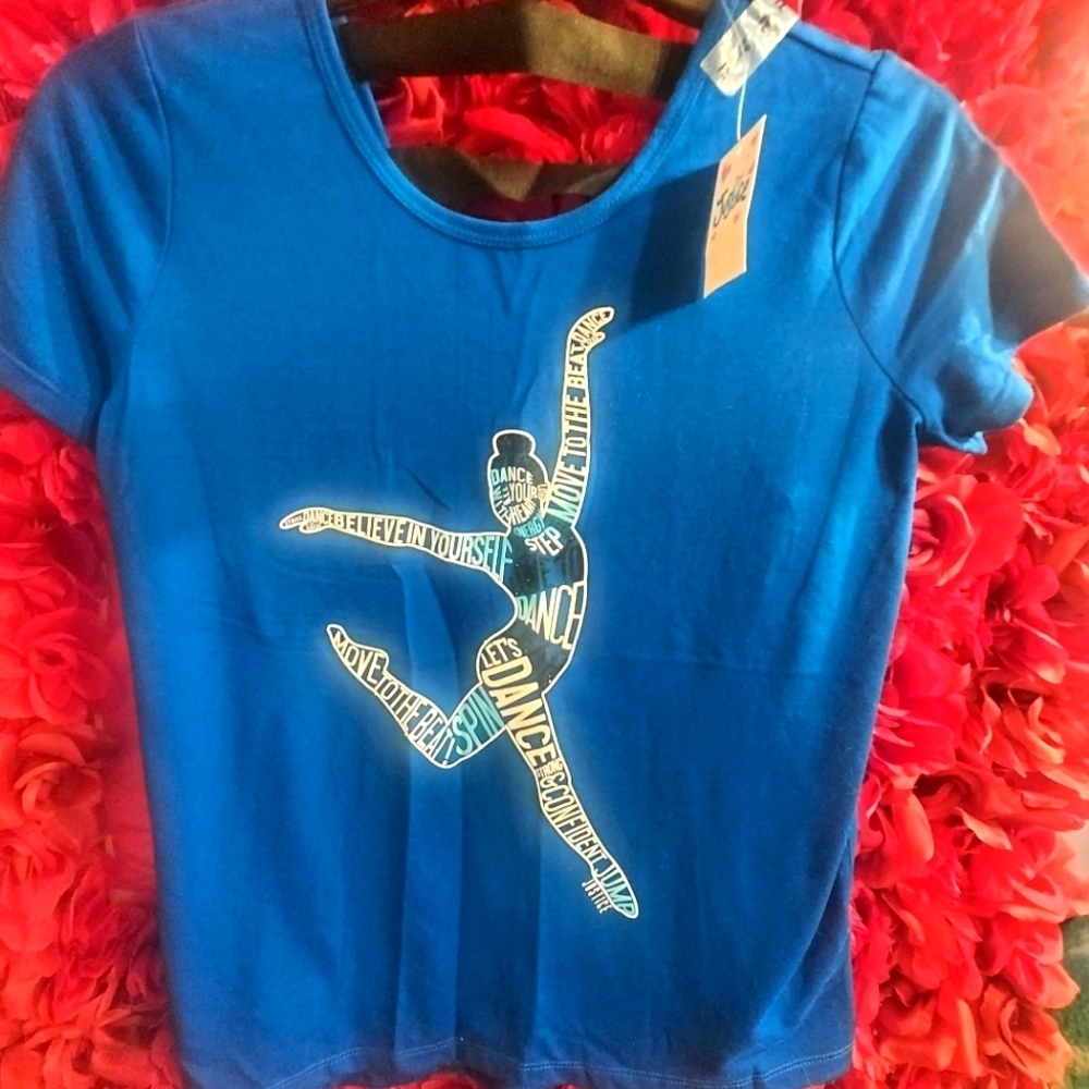 Justice Girls Dance Glitter Shirt with matching headband Size 12 NWT